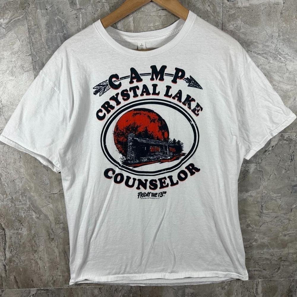White Camp Crystal Lake Counselor Friday the 13th cotton t-shirt Size L